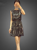 Sequins Casual Style Tank O-Neck Women Sleeveless Party Mini Dress