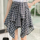 Gothic Lolita Plaid Vintage Hight Waist Patchwork A-line Skirt E-girl Fairy Grunge Aesthetics Clubwear