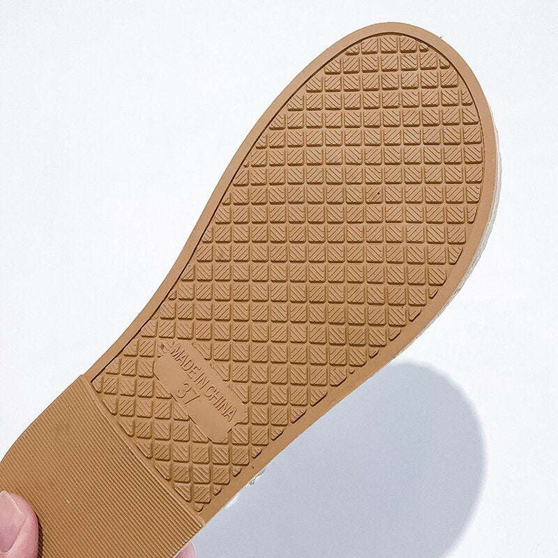 Linen Platform Summer Slippers Women Bow Open Toe Non Slip Beach Woman Thick Bottom Gladiator Sandals