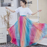 Chiffon Long Casual Loose A-Line Women High Waist Maxi Print Dance Skirts
