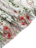 Floral Embroidered Mesh Overlay Vintage Long Dresses for Women High Waist Birthday Party Elegant Summer Dress