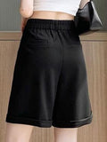 Solid Color Casual Women Suit Shorts Summer Elastic High Waist Loose All-match Short Pants