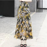 Skirt Long Women Sexy Floor Length Vintage Yellow Floral Maxi Skirts